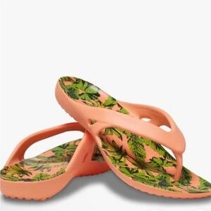 Crocs Kadee li Thong Sandals Palm Tree Papaya Size 8